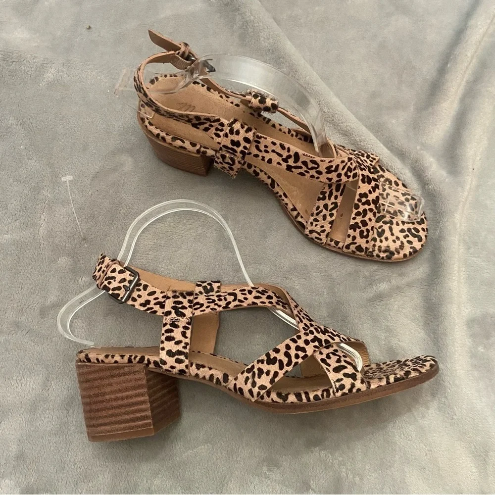 Madewell The Alyssa Sandal in Spotted Calf Hair leopard cheetah strappy - Picture 3 of 8